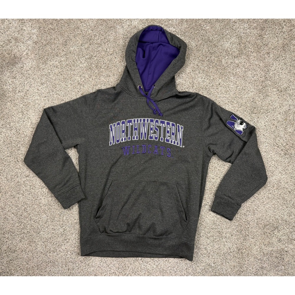 Colosseum Northwestern Wildcats Hoodie Charcoal Gray Purple NCAA‎ Sweatshirt M